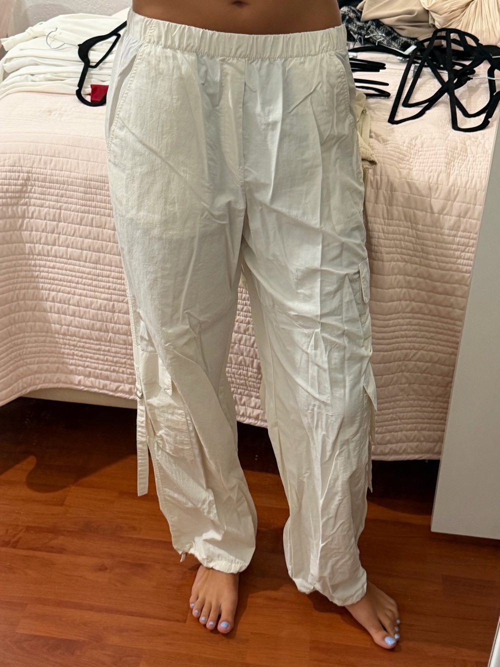 Zara White Lightweight Cargo Pants